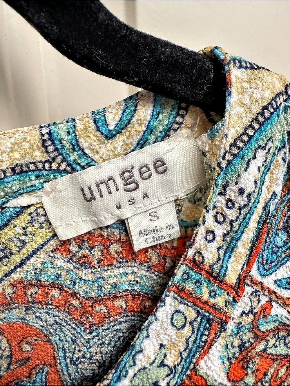 Umgee Paisley Keyhole Tunic Top Blue & Orange Small PTP 24” - Picture 3 of 7